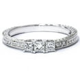 thumbnail image 4 of Pompeii 1/4ct Vintage Three Stone Princess Cut Diamond Engagement Ring 14K White Gold, 4 of 6