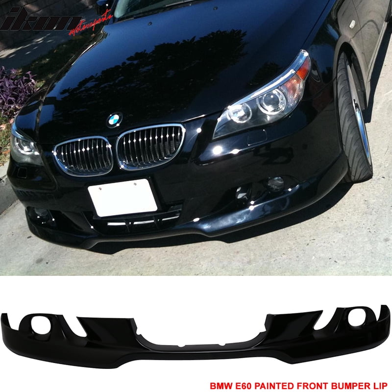 Compatible with 0407 BMW E60 5Series Front Bumper Lip AC Style Painted Jet Black 668