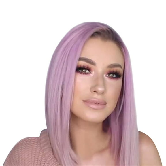 UTOURS Short Light Female Women's Wigs Synthetic Wigs Natural Hair Fashion Purple BOB wig Leather Hair Barrette with Stick Clear Scalp And Hair Shampoo