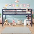 thumbnail image 2 of Miniyam Wood Kids Loft Bed with Ladder, Guardrails, Minimalist Design, Blue, 2 of 7