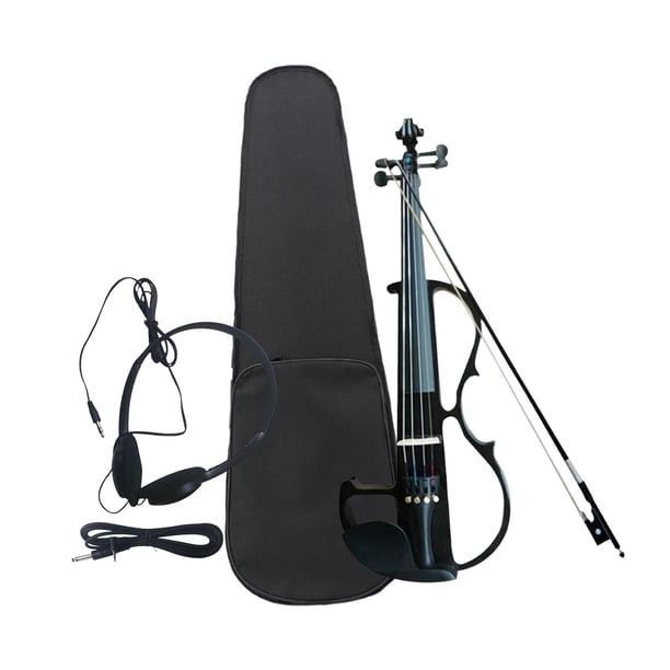 Violín de madera maciza 4/4 de tamaño completo para adultos principiantes, los accesorios del juego de violín incluyen estuche, arco de violín y Negro
