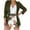 Army Green, variant on Womens 3 Piece Outfit Suit Casual Solid Open Front Blazer and Floral Printed Shorts with Belted Suits Set Notch Lapel Ladies Elegant Business Office Suit Sets Work Blazer Pants