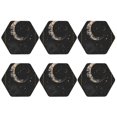 thumbnail image 2 of Fuzoiu Abstract Starry Sky Moon Print Leather Coasters Set,Drink Coasters Set of 6,for Tabletop Protection, Durable PVC Coasters,Home Décor and Housewarming Gift,Hexagon, 2 of 7
