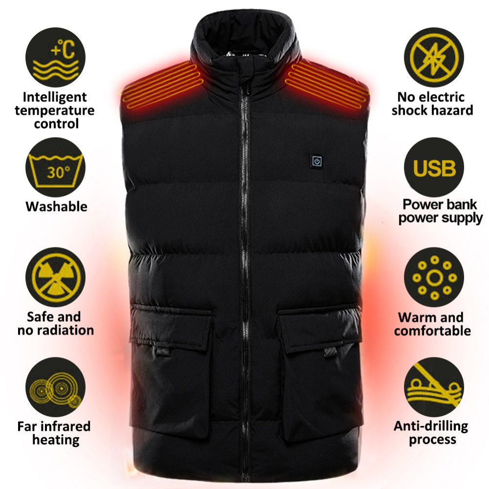CVLIFE Electric USB Winter Heated Warm Slim Vest Men Women Heating Coat Jacket Clothing Fast Warm-Up Coat Jacket Efficient Warmth Polyester Fibers 3 Speed Heating (10000mAH Power Supply Optional) - image 3 of 8