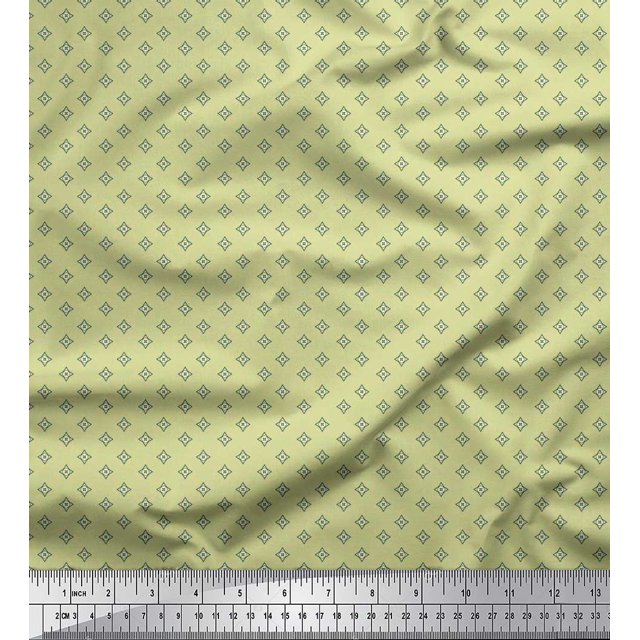 Soimoi Moss Georgette Fabric Geometric Star Shirting Printed Fabric 1 Yard 42 Inch Wide