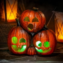 Morris Costumes 10.75 in Light-Up Jack-O-Lantern Trio - Orange