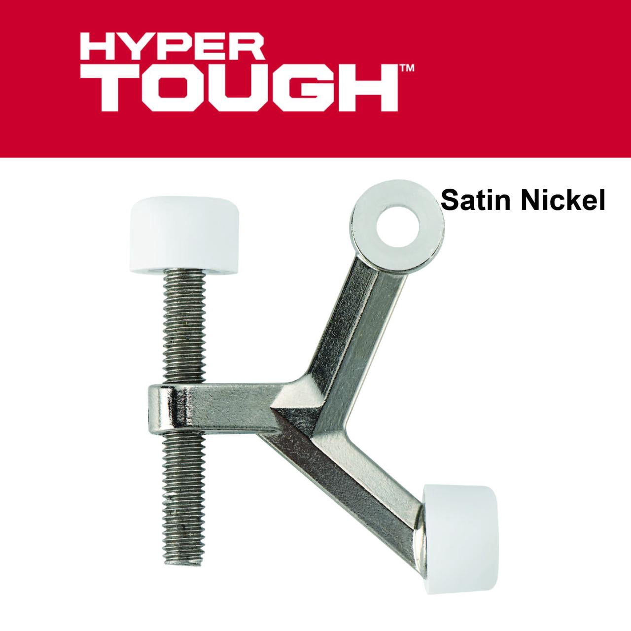 Hyper Tough Hinge Pin Mounted Doorstop, Satin Nickel, Assembled Product Depth 5.65 Inch