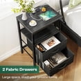 thumbnail image 4 of Nightstand with Charging Station, Side Table with Fabric Drawers, End Table with Open Shelf, Bedside Table with USB Ports and Outlets, Night Stand for Bedroom, Charcoal Black Wood Grain Print, 4 of 18
