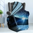 thumbnail image 4 of Outer Space Soft Flannel Fleece Throw Blanket, Interstellar Airlock Shuttle Runway Gate Journey to the Stars Invasion View, Cozy Plush for Indoor and Outdoor Use, 60" x 80", Blue Grey, by Ambesonne, 4 of 5