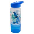 thumbnail image 3 of Botella Plástico Infantil con Popote Plegable, Agarradera y Contenedor, Diseño Stitch Disney, Personajes Animados, Capacidad 550 ml, Azul, 3 of 4