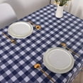 thumbnail image 4 of 100% Waterproof Vinyl Table Cloth, Oil-Proof Spill-Proof PVC Rectangle Tablecloth, Wipeable Plastic Table Cover for Outdoor, Picnic, Camping,Navy Blue,60 x 60 inch, 4 of 6