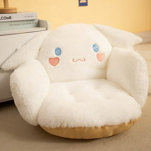 Sanrio Cartoon Cinnamoroll Winter Plush Half Kuromi My Melody Black Cushion Backrest Dormitory Office Non-slip Chair Cushion Toy