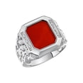 thumbnail image 3 of RYLOS Men's Rings 14K White Gold Ring With Diamonds and RED QUARTZ Set in Designer Nugget Style Rings For Men Size 8, 3 of 8
