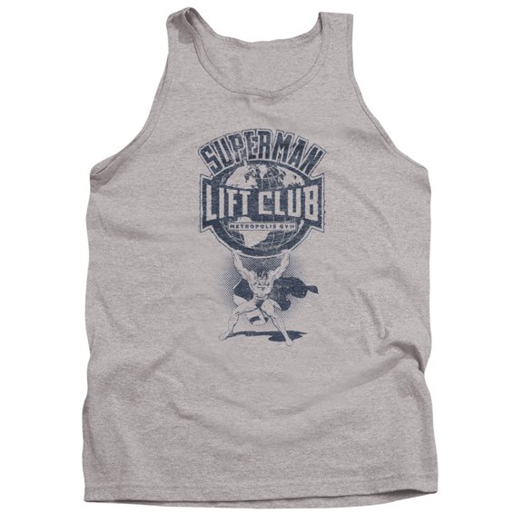Superman Metropolis Gym Lift Club Unisex Adult Tank Top, Athletic Heather, Medium