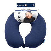 Brookstone Travel Neck Pillow Classic Snap Closure Soft Memory Foam Travel Pillow for Travelling