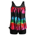thumbnail image 6 of AGWOLF Swimsuits for Women Tummy Control 2 Piece Bathing Suits Trendy Tie Dye Print Sling Tankini Top with Boys Shorts Flowy Summer Swimwear Set,Black,XL, 6 of 7