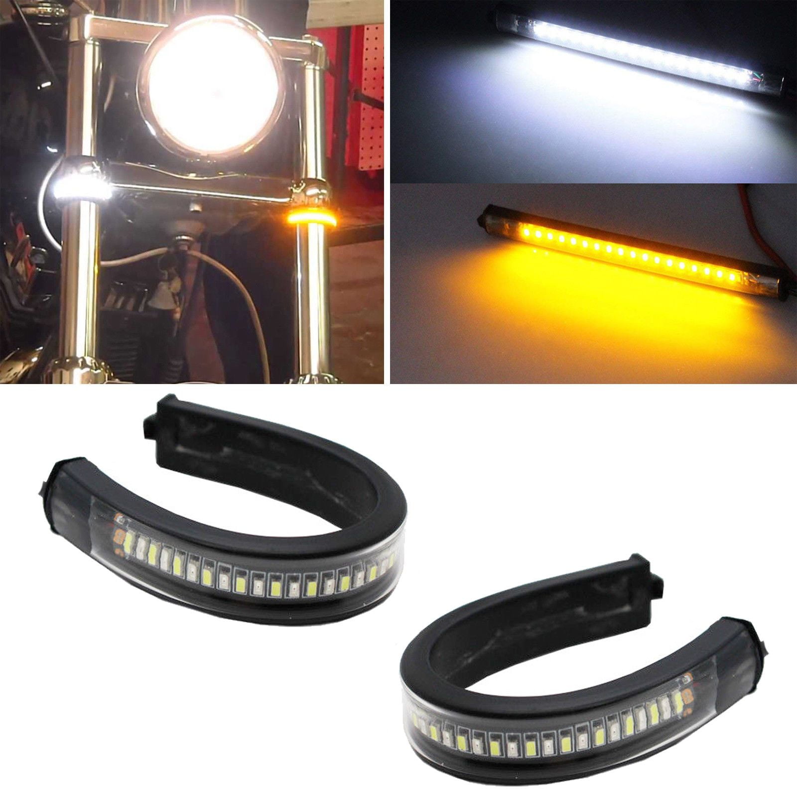 Xotic Tech 2pcs 36 SMD Dual Color White Amber LED DRL Switchback Turn