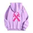 thumbnail image 5 of Womens Zip Up Hoodies Oversized Sweatshirt Long Sleeve Pink Ribbon Printed Fall Fashion Outfits 2025 Casual Waffle Hooded Tops with Pockets (Purple, XXXL), 5 of 5