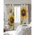 thumbnail image 4 of Sunflowers Retro Blackout Curtains for Bedroom Living Room Darkening Curtains 54 Inch Long Spring Summer Floral Botanical Short Curtain for Small Window Treatment Insulated Grommet Drapes 42"x54"x2, 4 of 9