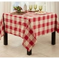 thumbnail image 2 of Fennco Styles Stitched Plaid Tablecloth 70" W X 120" L - Red Woven Table Cover for Home, Dining Table, Banquets, Thanksgiving, Christmas, Holidays and Special Occasion, 2 of 4