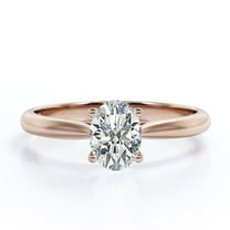 JeenMata Solitaire 1.5 Carat Oval Cut Moissanite - Dainty Fashion Ring - 18K Rose Gold Plating Over Silver