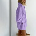 thumbnail image 4 of Edvintorg Two Piece Set for Women 2025 Streewear Women Summer Suit Fashion Solid Color Long Sleeve Shirt Short Trousers Casual Two-Piece Suit Purple S, 4 of 6