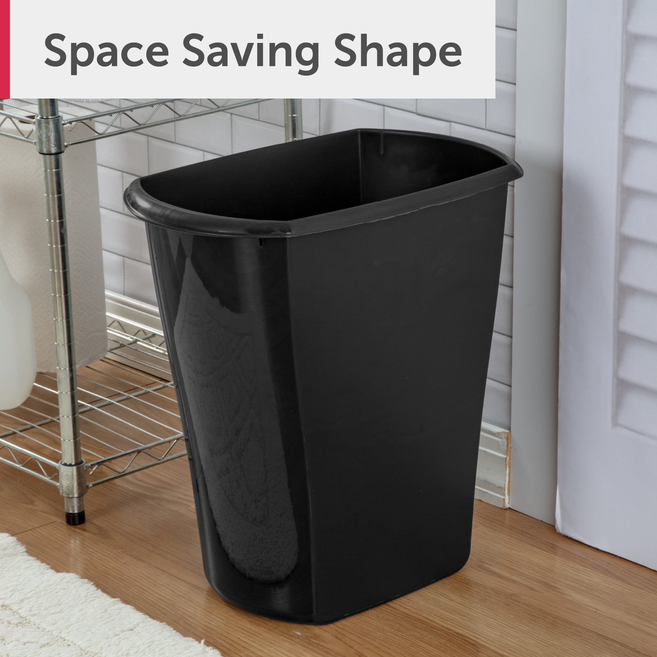 Sterilite Bathroom Trash Can, 5.5 Gallon Small Plastic Garbage Bucket Bin with No Lid, Black