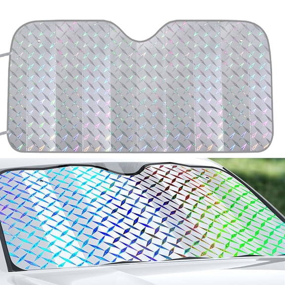 Djiypn Front Windshield Sun Shade - Accordion Folding Double-sided Auto Sunshade For Medium And Small Car 55 X 27 Inch (Gray)