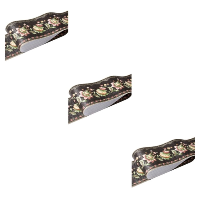 Cateissary Borde de PVC multicolor para esquina de pared, palo de de moda Retro, línea de rodapié autoadhesivo, flor de linterna negra Type1 NO1