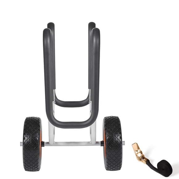 KFFKFF Kayak Cart, 150 lbs Load Capacity, Stand Up Paddle Board Trolley with 10-inch Solid Rubber Tires & Kickstands, Paddle Board Carrier with Ratchet Strap
