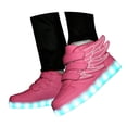 thumbnail image 3 of HXWCHs Unisex High ofp LED Light Up Sneakers with USB Rechargeable Flashing Technology for Kids and Children 5-5.6 Years Pink, 3 of 8