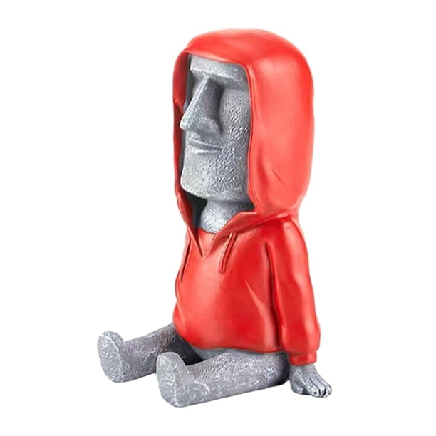 Estatua de cabeza de Isla de Pascua, estatua de Moai, decoración, retrato antiguo, figura Retro ligera de resina antigua Ahu para estantería de escrit gris rojo