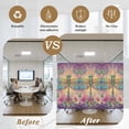 thumbnail image 5 of Window Privacy Film Purple Dragonfly Stained Glass Window Film Decorative Sun Block Window Cover Colorful Flowers Watercolor Chic Floral Plant Window Clings Static Sticker for Bathroom 23.6"x78.7", 5 of 7