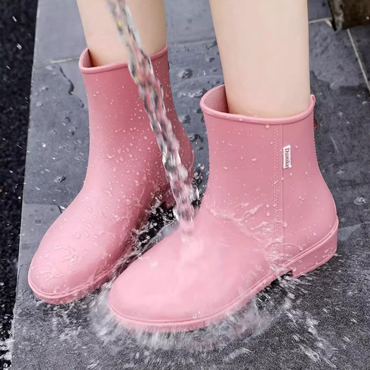 AUXDIQ Rain Shoes Women Mid-calf Boots Waterproof Rain Boots Outdoor Garden Shoes
