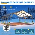 thumbnail image 3 of Heynemo 20x20 ft Metal Carport with Updated Enhanced Base, Heavy Duty Outdoor Carport for Car, Truck, Boat, Tractors, Party, Grey, 3 of 11