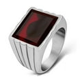 thumbnail image 2 of Simple Square Red And Black Gemstone Couple Ring, 2 of 5