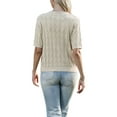 thumbnail image 3 of INSPIRE CHIC Crochet Cardigan for Women's Short Sleeve Open Front Cropped Hollow Out Summer Shrug for Dresss L Beige, 3 of 6