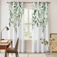 thumbnail image 4 of Eucalyptus Leaves Kitchen Curtains 84 Inch Length, Sage Green Spring Summer Botanical Grommet Top Bedroom Living Room Curtains, Light Filtering Cafe Curtain Drapes 2 Panels Set 84''x84'', 4 of 9