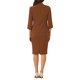 thumbnail image 3 of Conjunto de traje de 2 piezas para mujer INSPIRE CHIC, blazer sin cuello de manga 3/4, falda lápiz de cintura alta, atuendos de trabajo, marrón, talla L, 3 of 6