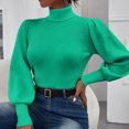 thumbnail image 1 of Suéter de cuello alto de moda para mujer, suéter liso de manga larga, suéter informal de cuello alto, tops, suéter para mujer, 1 of 9