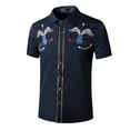 thumbnail image 2 of Beach Shirts for Men Men's Short Sleeve Embroidered Western Cowboy Leisure Snap Button Shirt Mens Shirt Navy XXL, 2 of 4