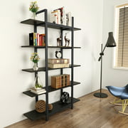 Tribesigns 5-Tier Bookshelf, Vintage Industrial Style Bookcase 72" H x 12" W x 47" L , Black