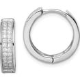 thumbnail image 1 of Sterling Silver Rhodium-Plated 2-Row Pave Hinged Hoop Earrings (17 X 17) Made In China qe12260, 1 of 5
