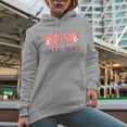 thumbnail image 2 of Retro Love Is All You Need with Hearts & Skeleton Hands, Valentine's Day Gift, Heather Grey Hooded Sweatshirt or Hoodie, Large, 2 of 5