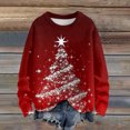 thumbnail image 5 of WTOBBY Women's Christmas Printed Knitted Sweater Top, Long Sleeve Round Neck Casual Pullover, Holiday Themed Yarn Sweater for Women,Deep Red L, 5 of 5