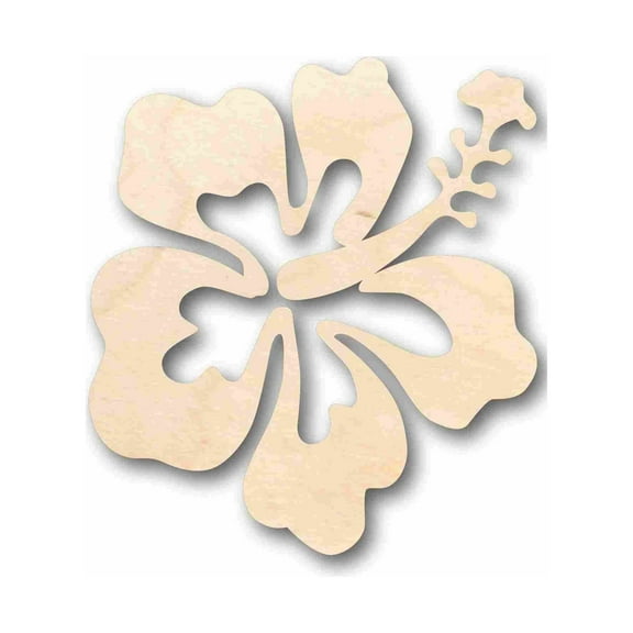 Unfinished Wood Hibiscus Flower Silhouette - Craft- up to 46" DIY 10" / 1/4"