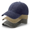 thumbnail image 5 of Bocaoying 3 Pcs Washed Cotton Baseball Caps for Men Women, Breathable Retro Adjustable Dad Hats with Crown, Curved Brim Ball Caps for Running, Outdoor, Daily Casual Wear, Dark Grey/Khaki/Navy Blue, 5 of 6