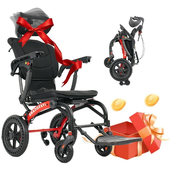 LETHIME Wheelchairs for Adults Transport Chair Lightweight Foldable with Telescopic Handle, 10" Honeycomb Wheels, Portable Aluminum Alloy Folding Travel Wheel Chairs for Seniors 330 lb Weight Capacit