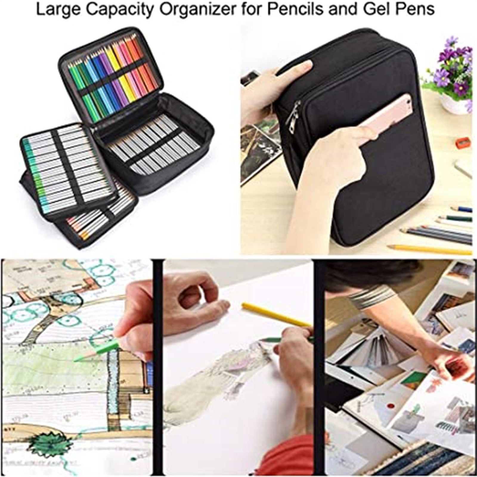 RYUJNDK 300 Slots Pencil Case Large Capacity Pen Bag Coloured Pencils Storage Bag Pencil Organiser Colored Pencil Holders