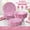 Pink-18Piece, variant on 12-Piece White Beaded Melamine Dinnerware Set – Chip-Resistant Plates & Bowls, Farmhouse Style Includes 4 Dinner, 4 Salad, 4 Bowls – Perfect for RV, Cabin & Everyday Use